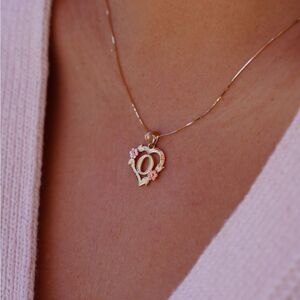 14k solid gold Initial O heart Charm | letter O Charm | Birthday gift |